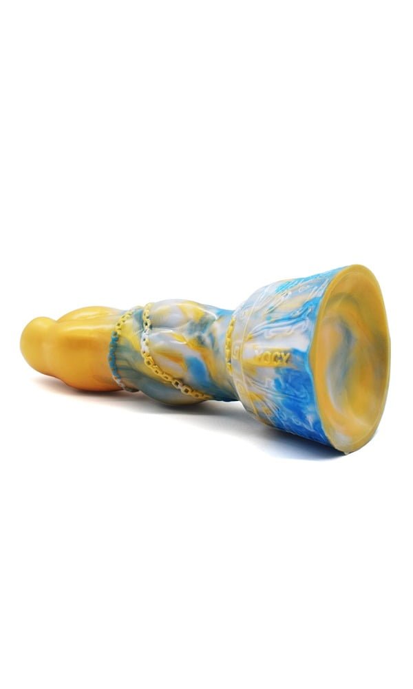 Draken Dildo Gluttony II (geel/blauw/wit)