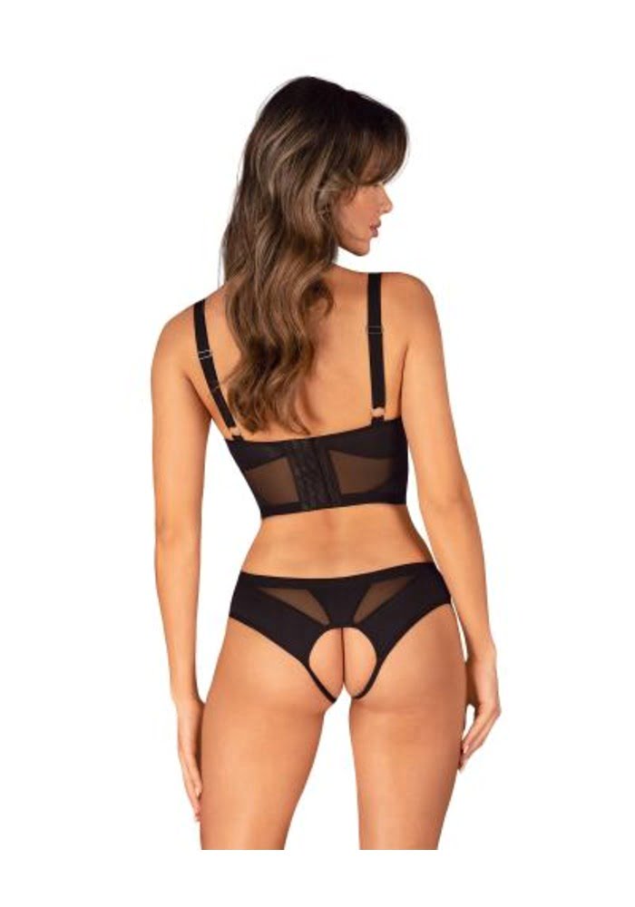 Obsessive - Chic Amoria Tweedelige Open Set - Zwart