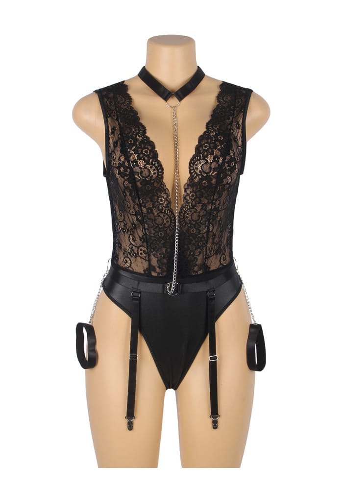 PleazureX Spitzen-Lingerie-Bodysuit mit Fesseln – Bild 2