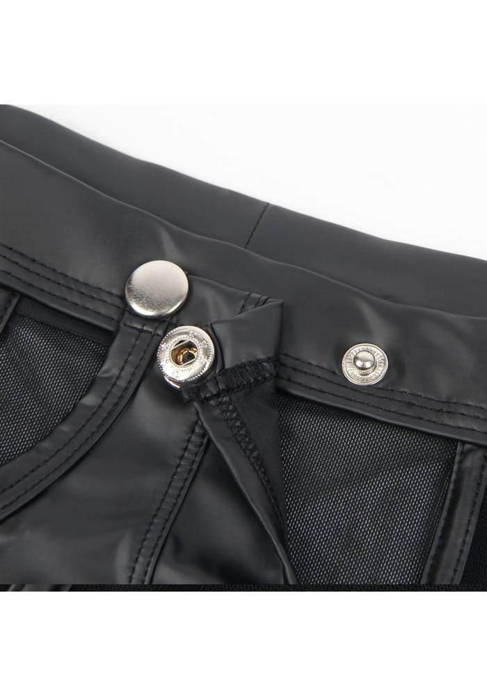PleazureX Lederboxershorts mit abnehmbarem Schritt – Bild 4