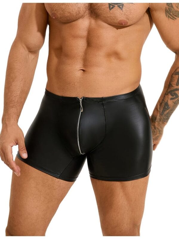 PleazureX Lederboxershorts mit Reißverschluss im Schritt